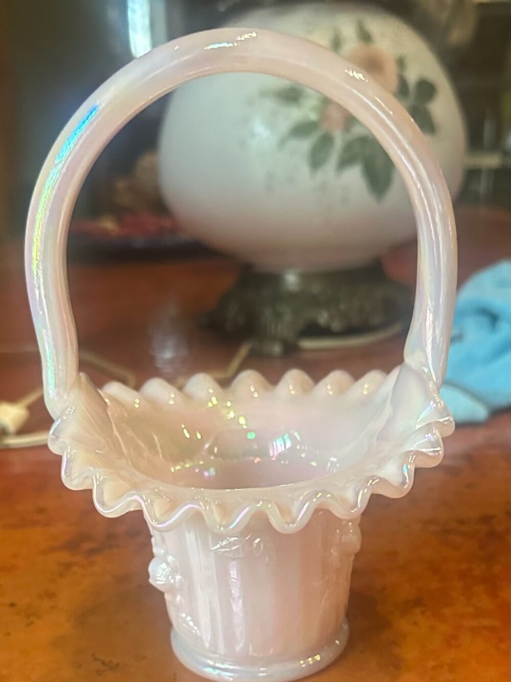 Vintage Fenton Art Glass Champagne Basket